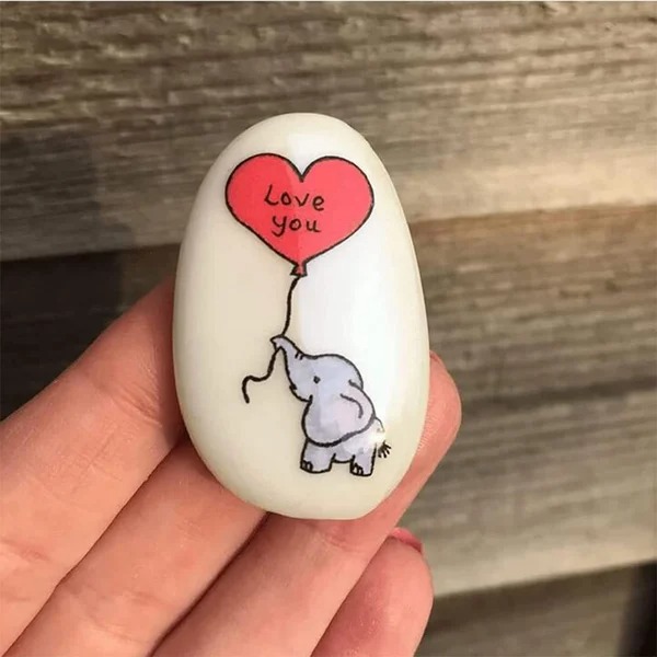 Cute Lucky Charm Love You Elephant Stone