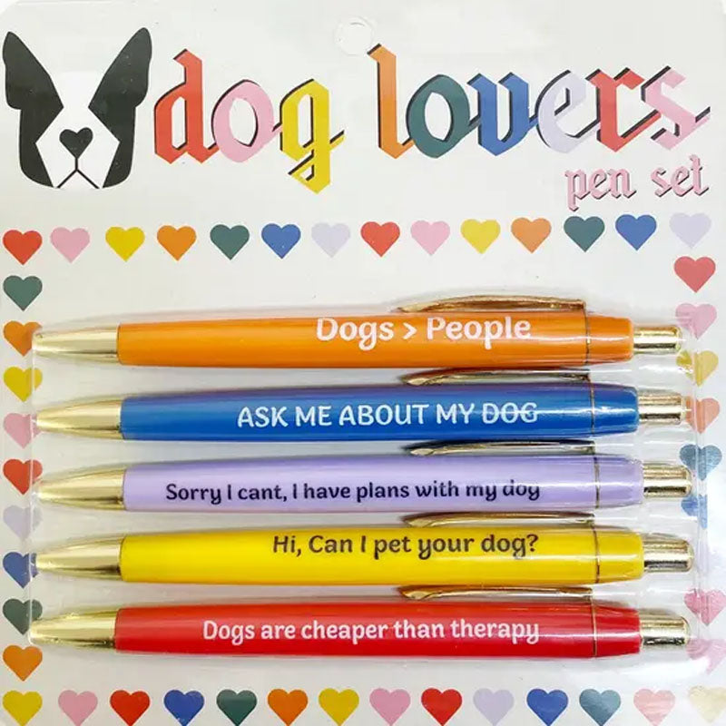 Funny Cat&Dog Lovers Ballpoint Pens (Set of 5 black ink pens.)