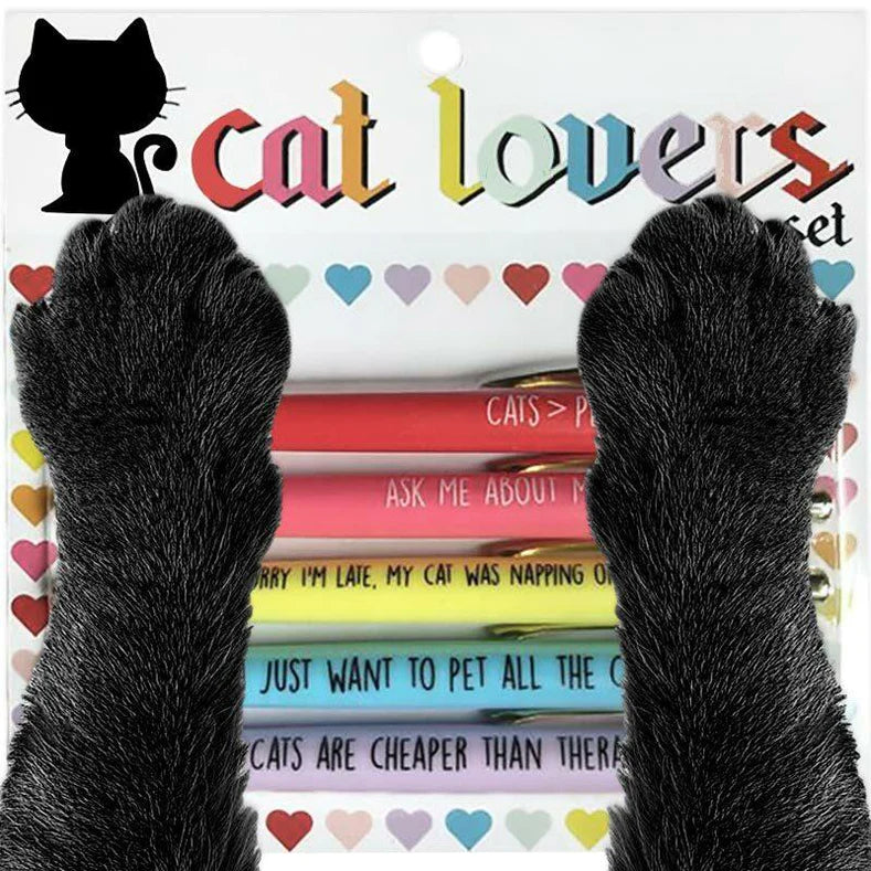 Funny Cat&Dog Lovers Ballpoint Pens (Set of 5 black ink pens.)