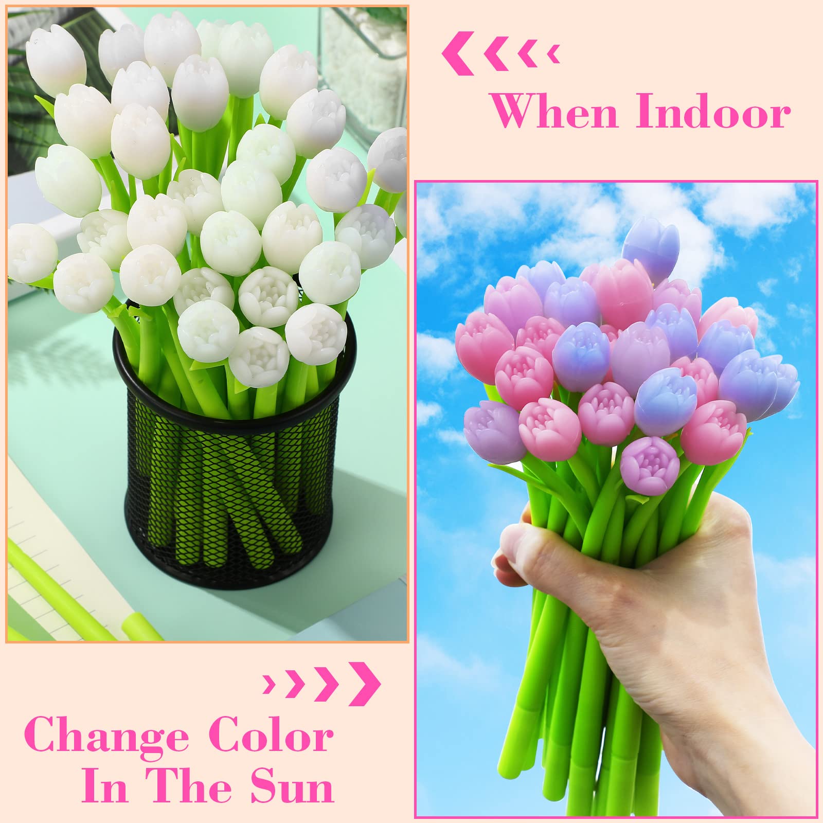 Color-changing tulip ballpoint pens(set of 6)