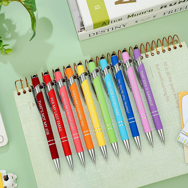 COFEST Office & Stationery,10Pcs Ballpoint Stress Relief Funny Pens,Capacitive  Pen Set Metal Press Ball Pen 10Ml D 