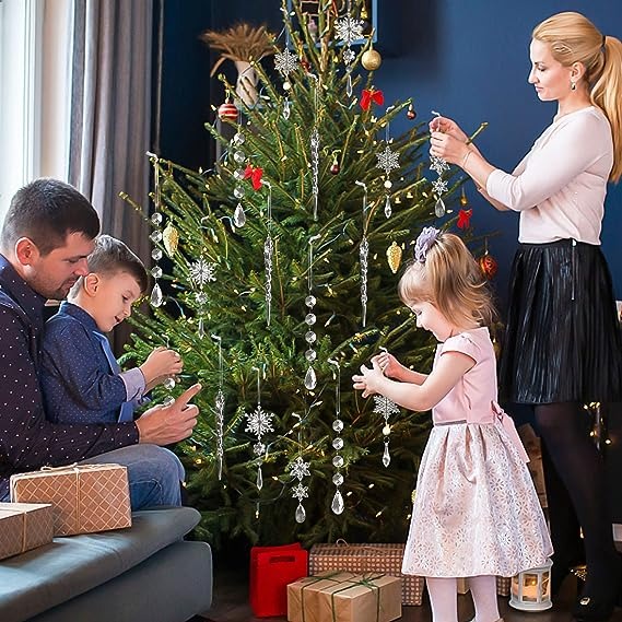 Christmas Hanging Acrylic Snowflake and Icicle Ornaments(10pcs)