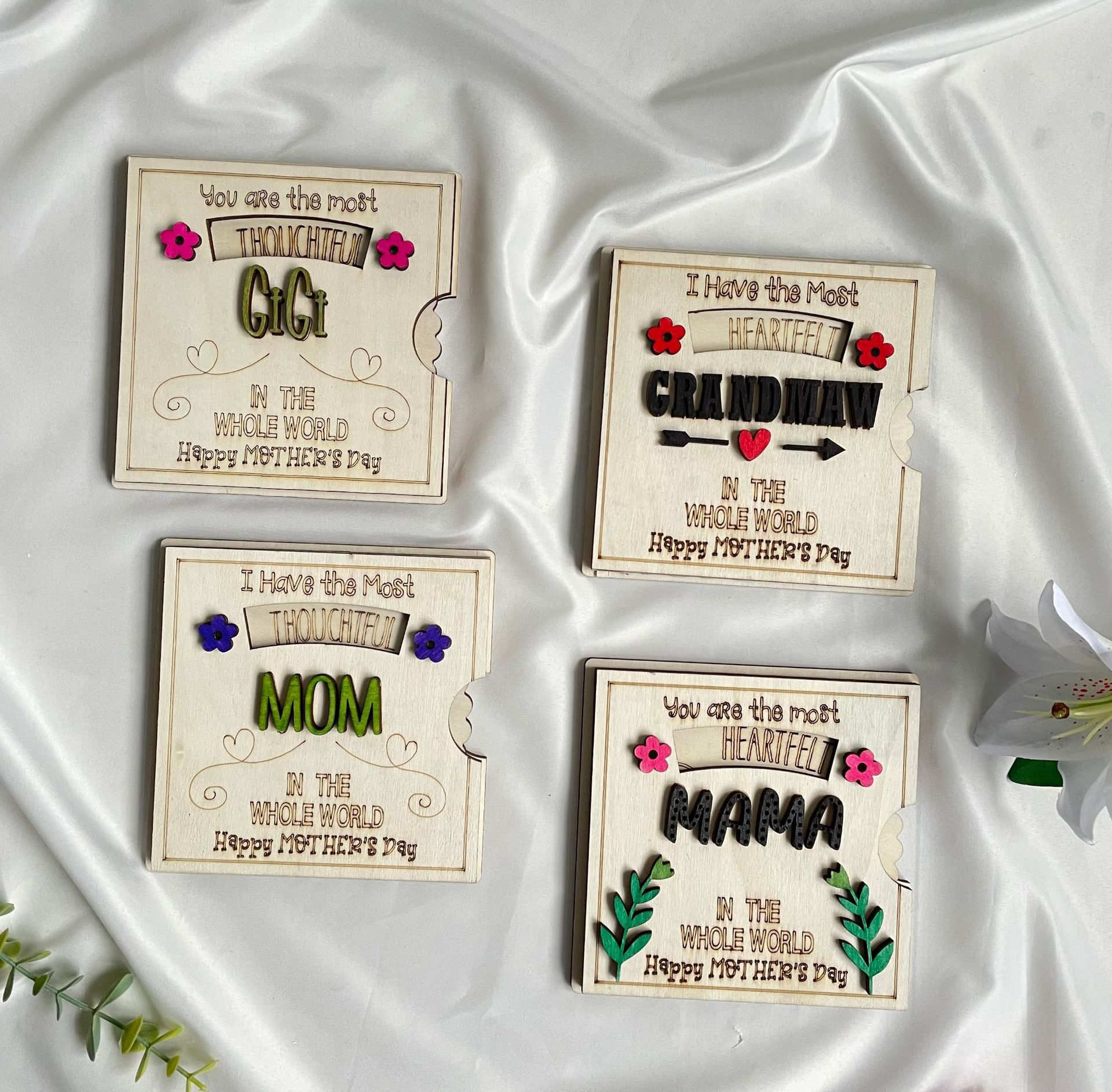 🌸Wooden Card for Grandma/Mom