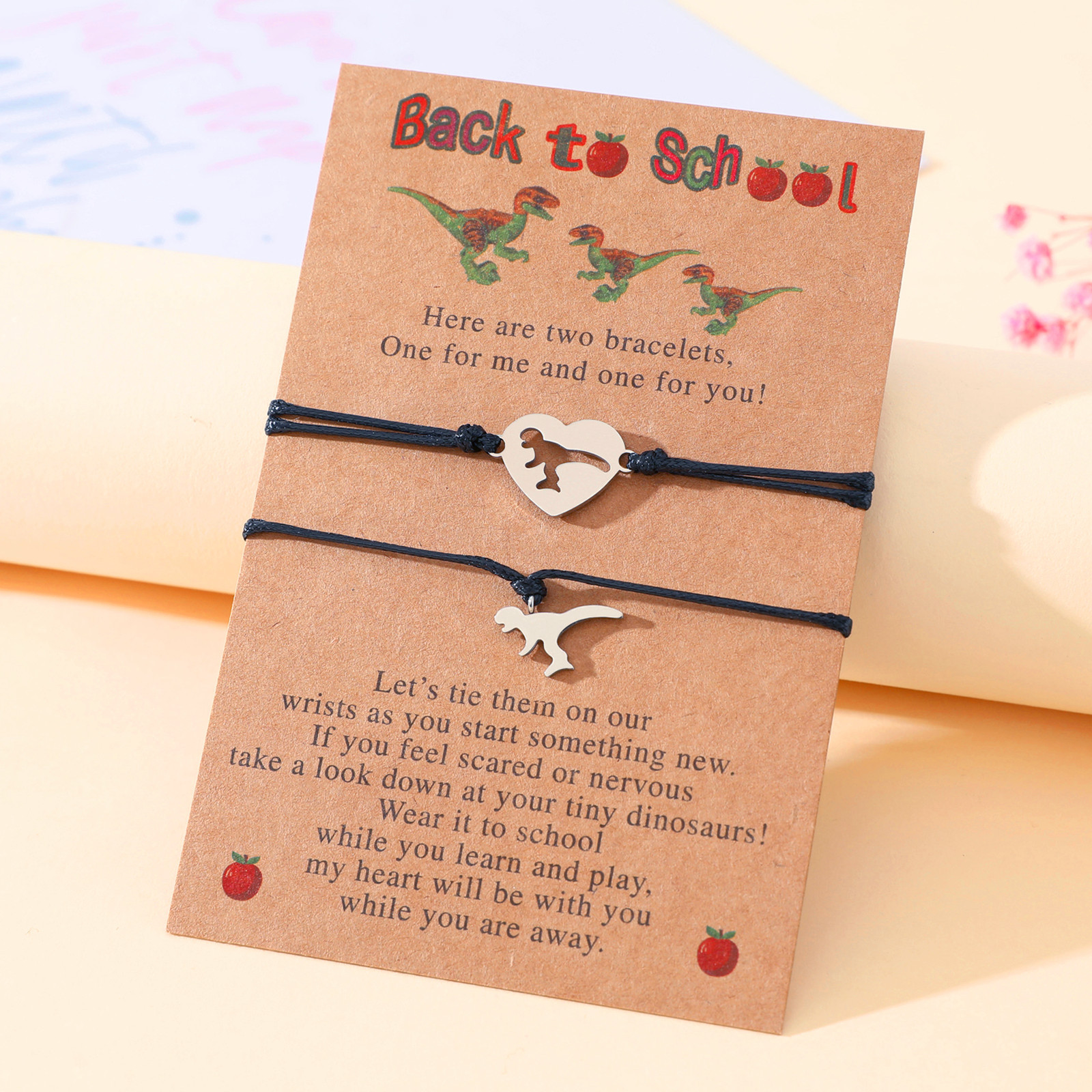 📚First Day of School Dino Bracelet Set🦖Perfect Gift for Besties👭