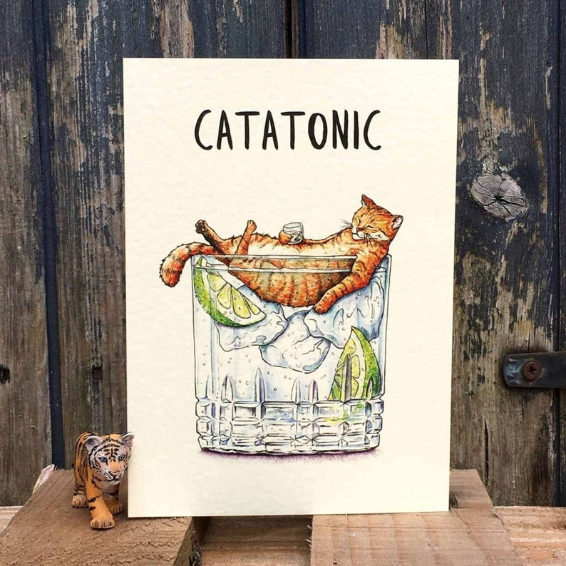 Catatonic Card Ginger Cat Card Funny Cat Card Cute Cat image 2