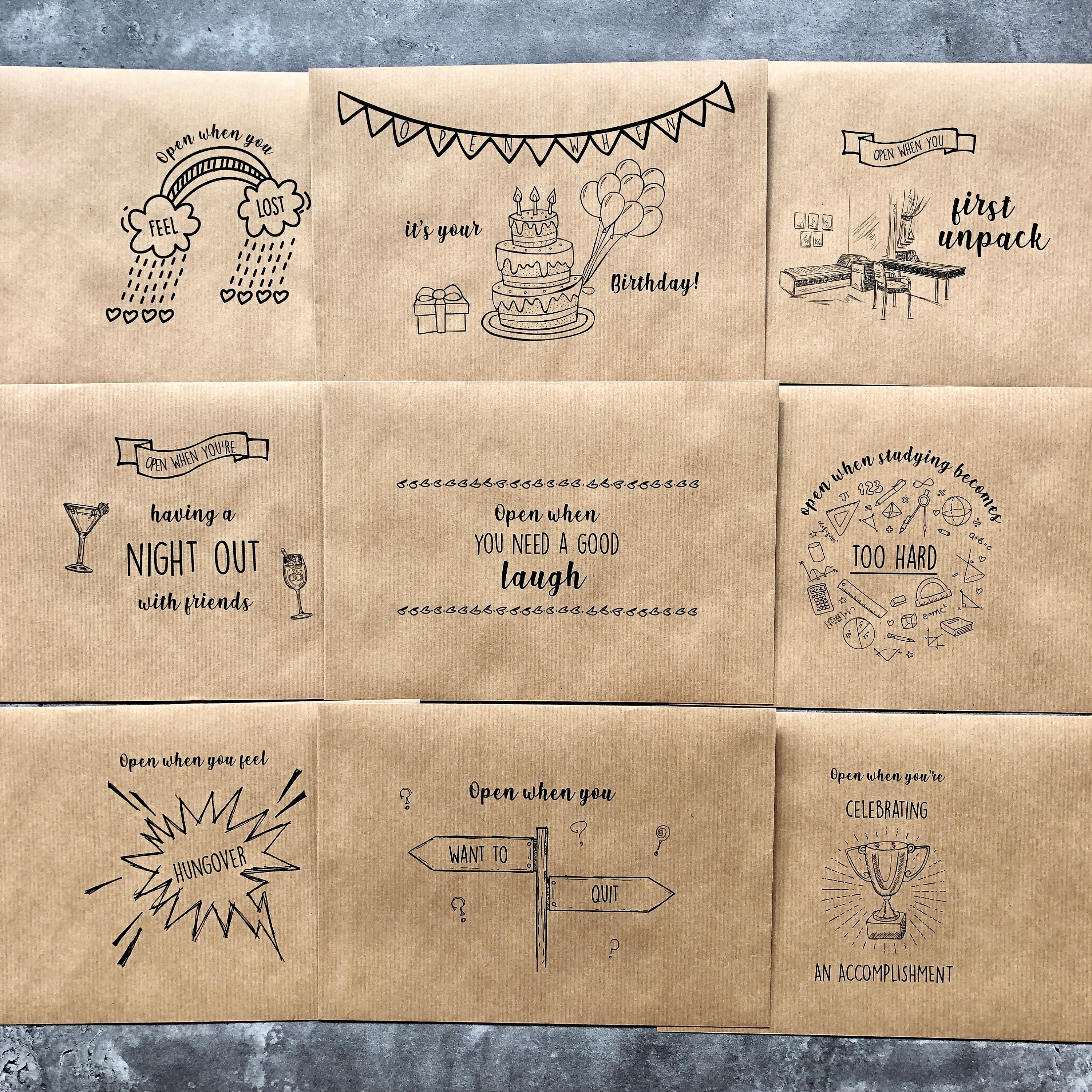 Set of Open When Envelopes
