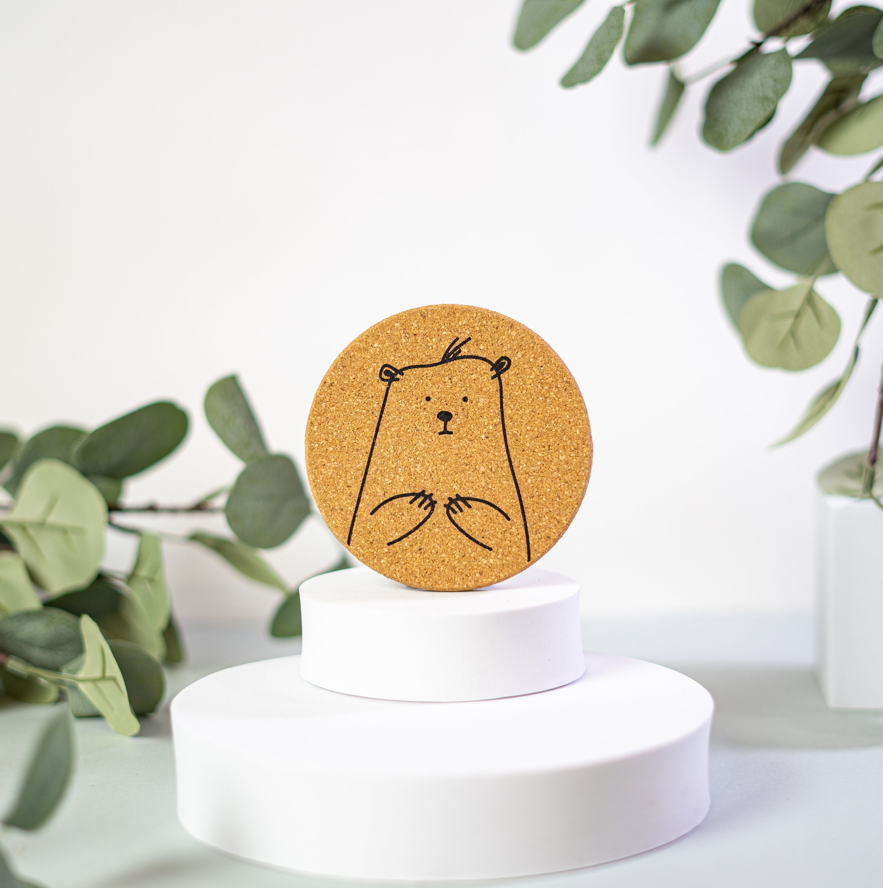Cute Round Cork Coaster Set 