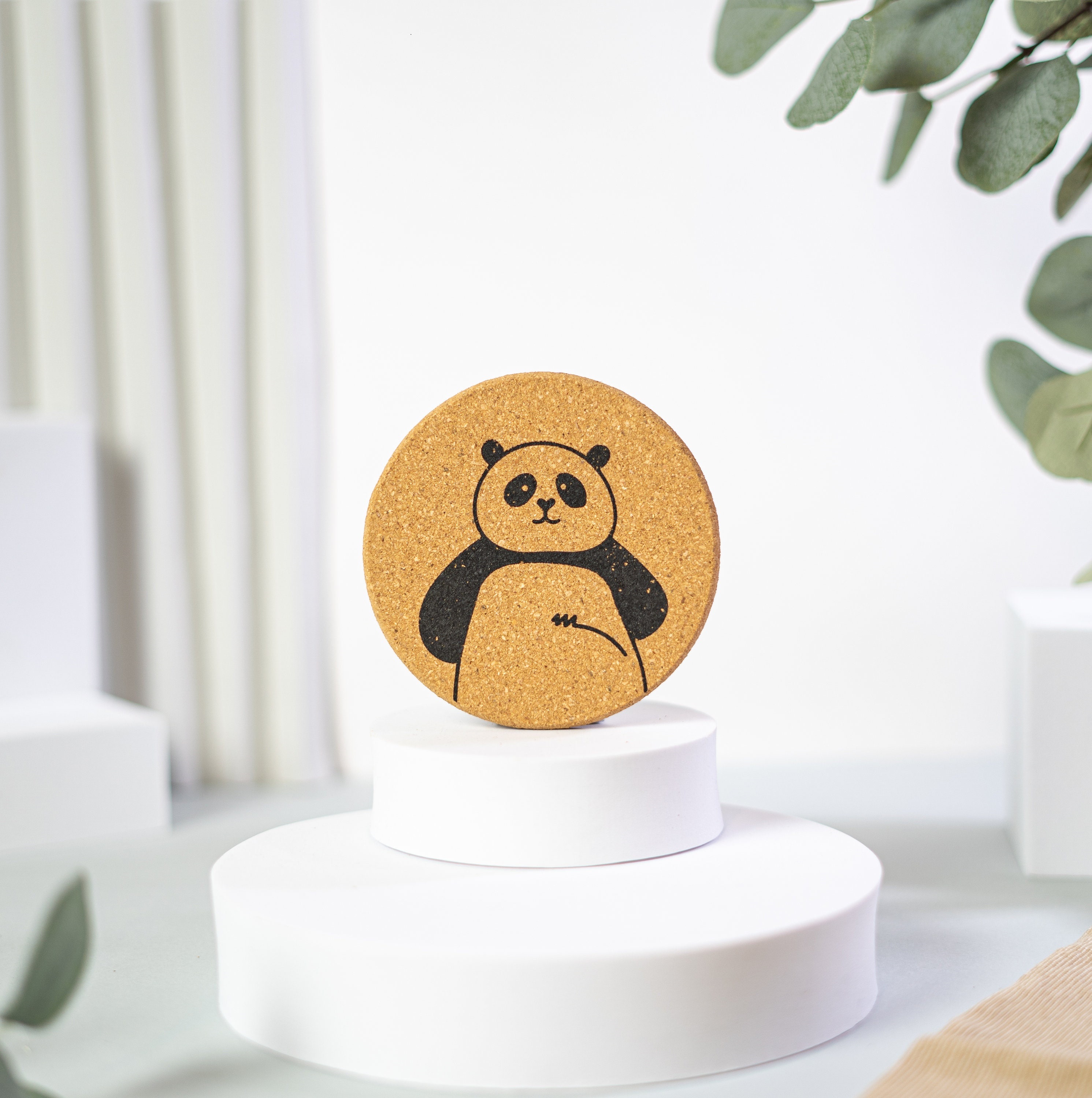 Cute Round Cork Coaster Set 