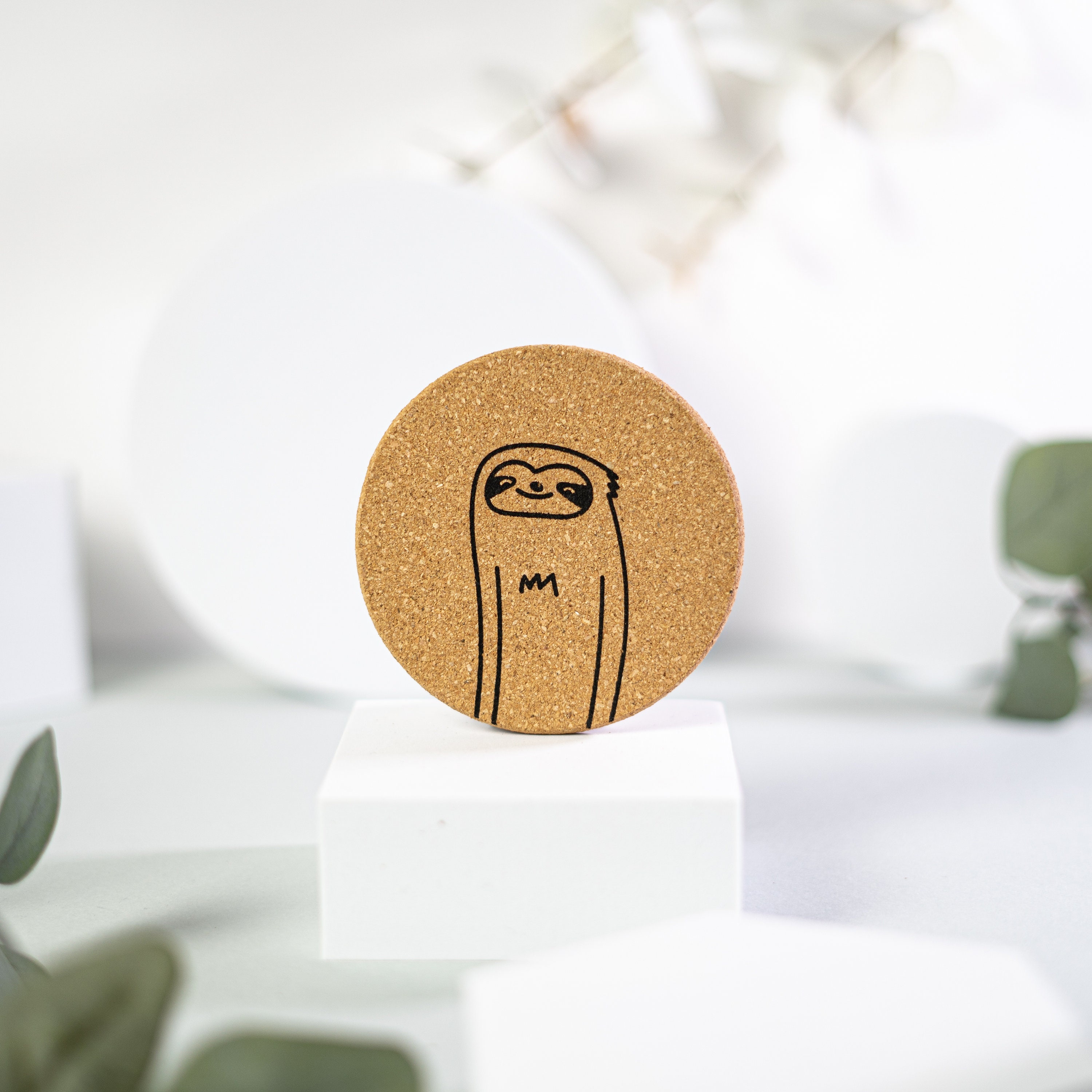 Cute Round Cork Coaster Set 