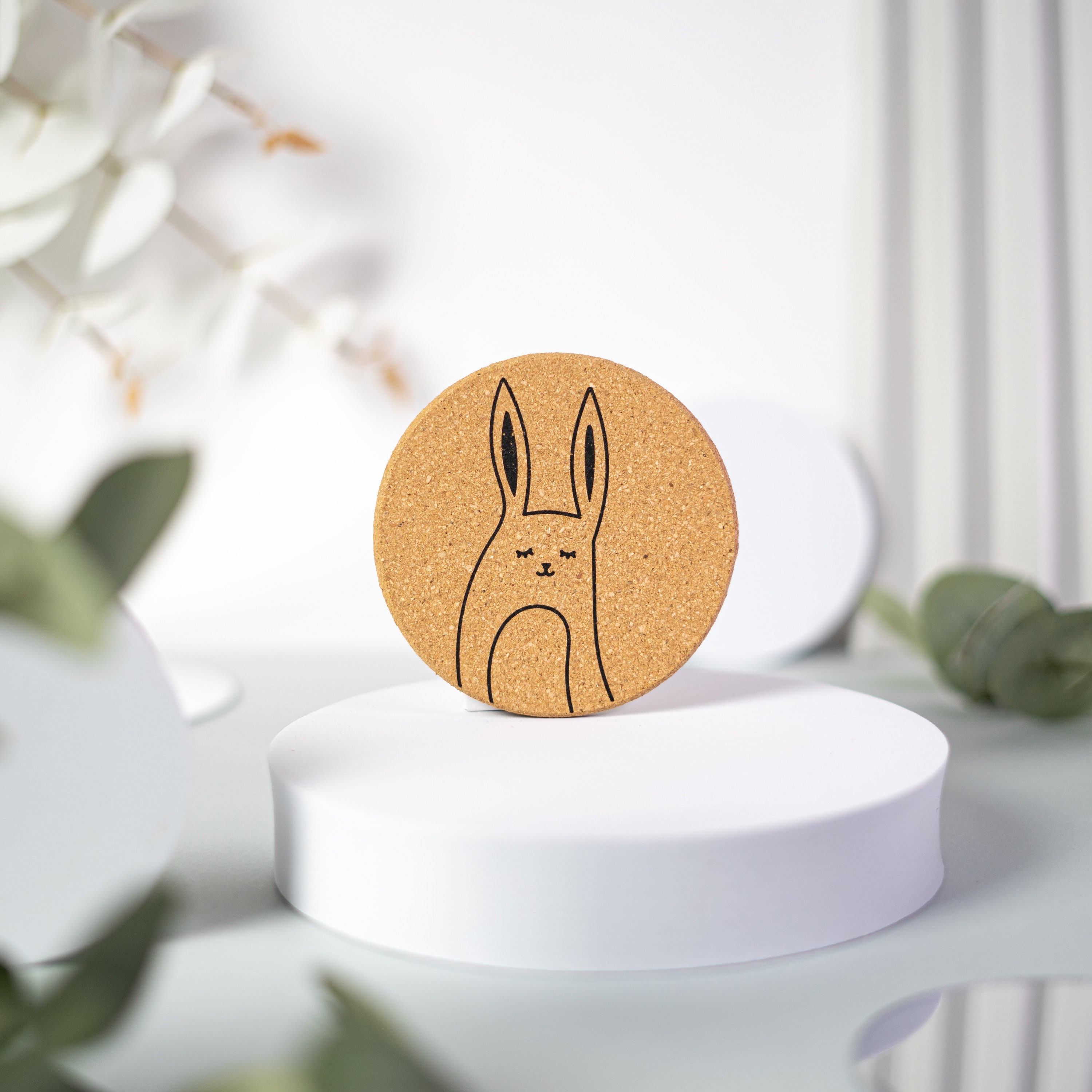 Cute Round Cork Coaster Set 