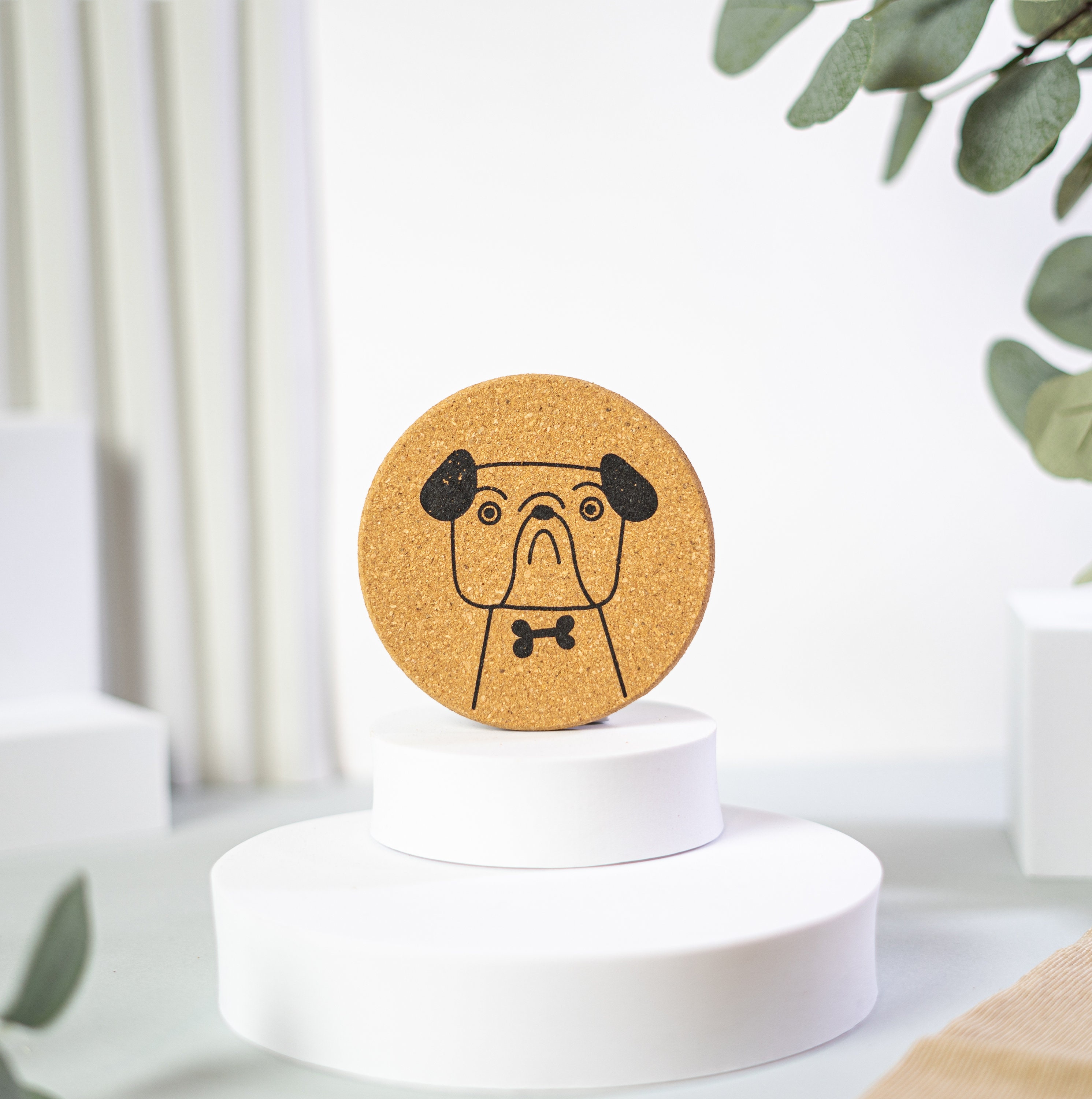 Cute Round Cork Coaster Set 