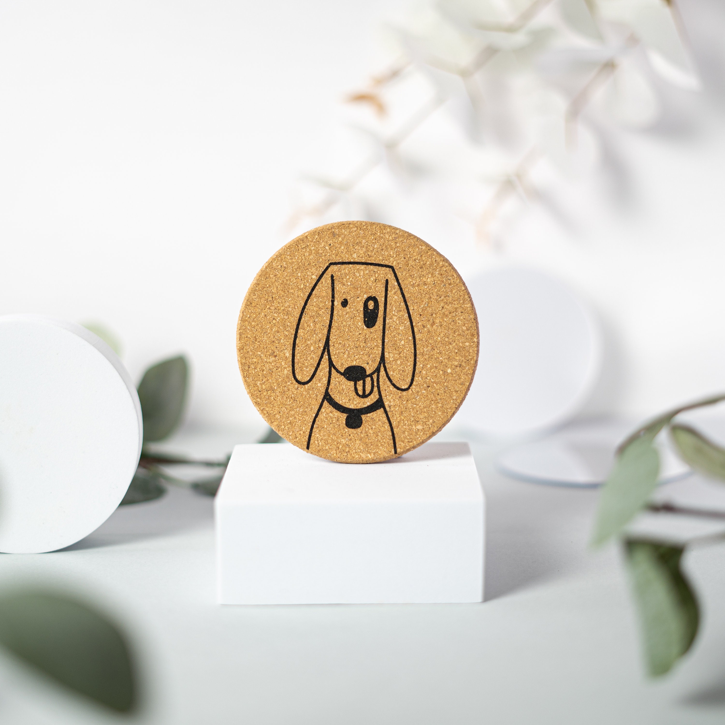 Cute Round Cork Coaster Set 