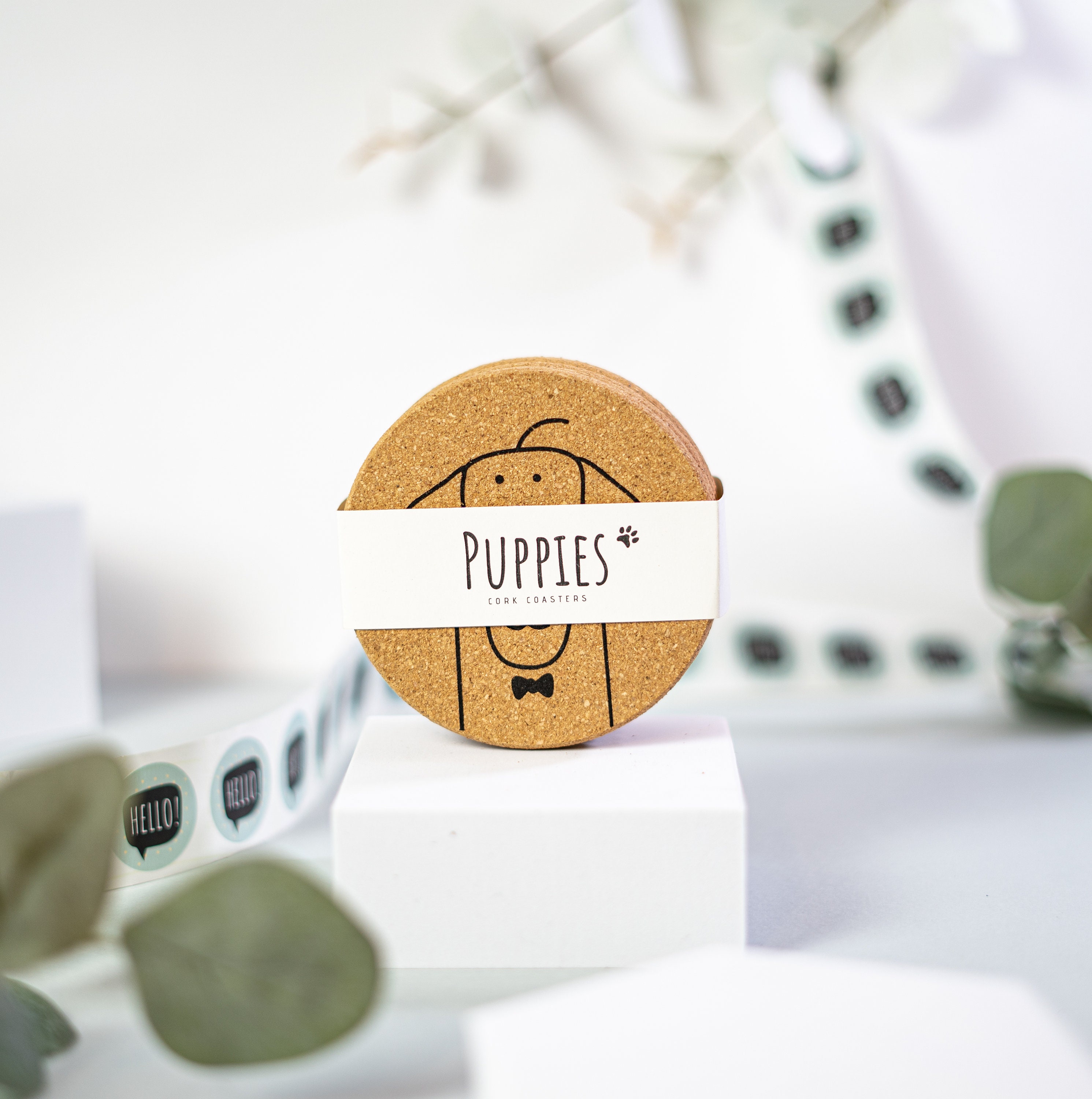 Cute Round Cork Coaster Set 