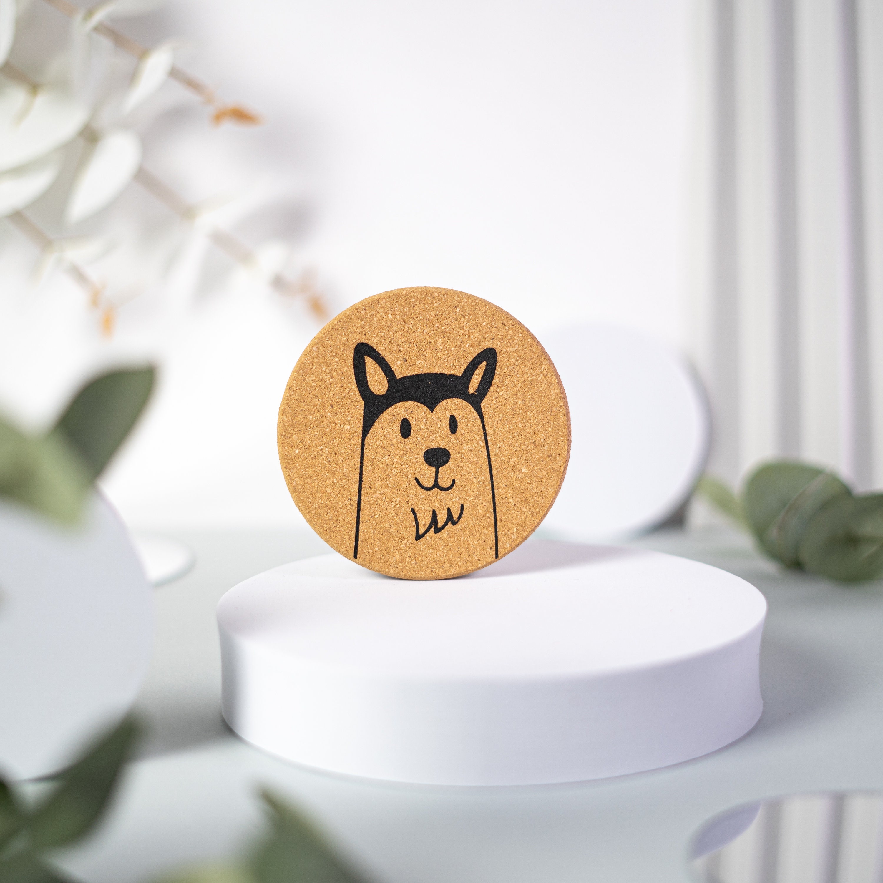 Cute Round Cork Coaster Set 