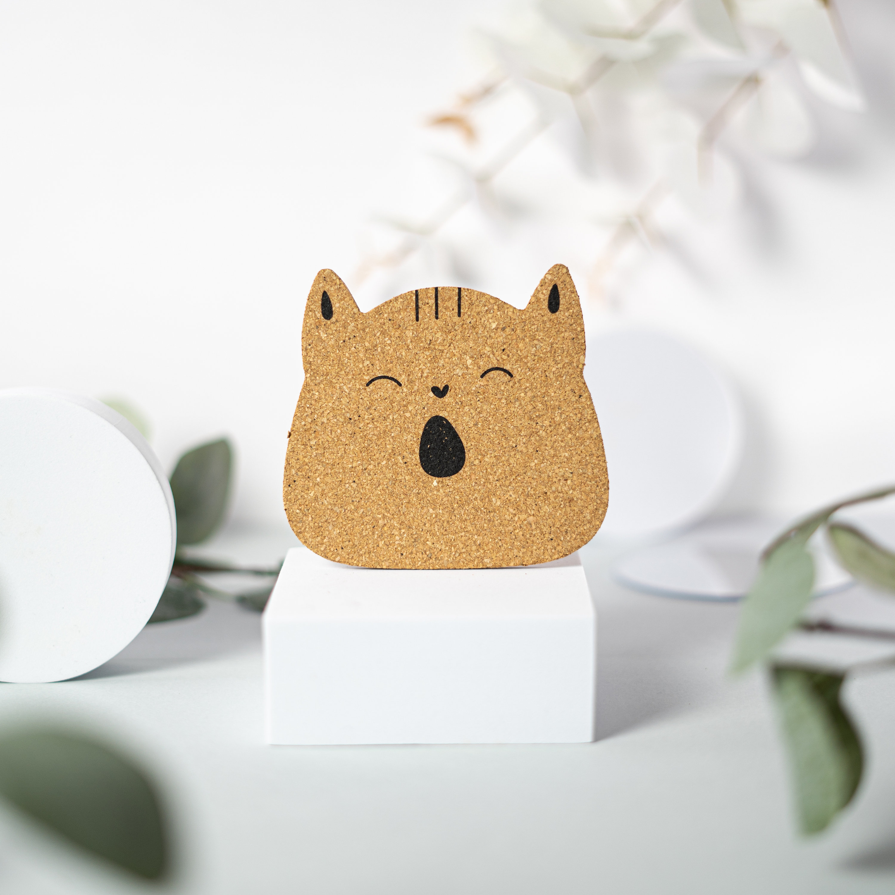 Cute Round Cork Coaster Set 