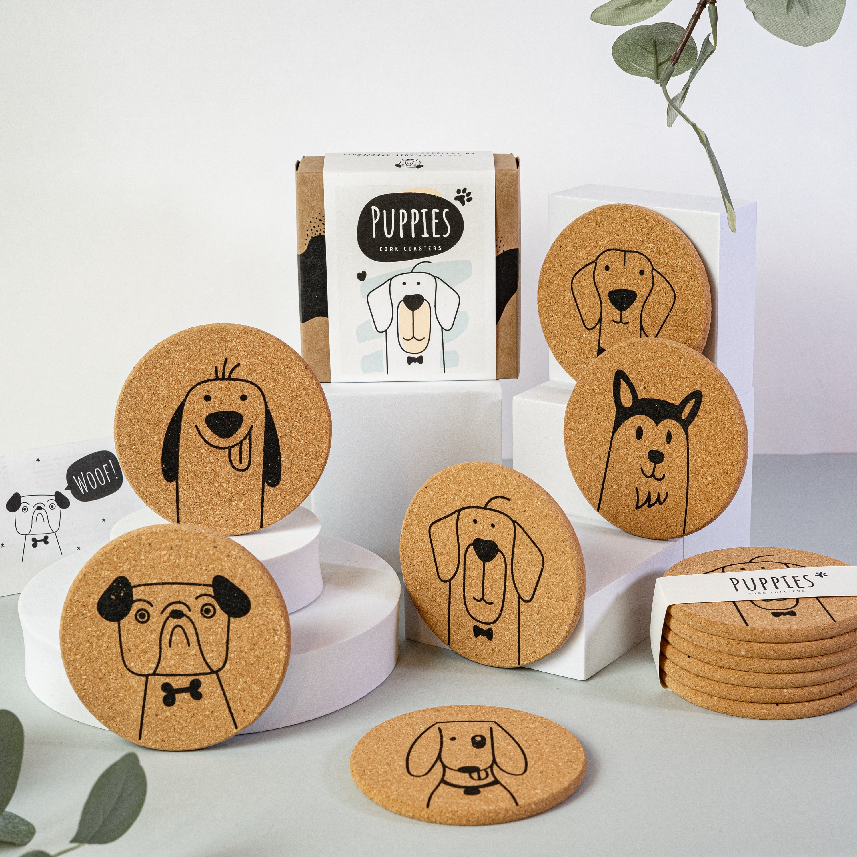 Cute Round Cork Coaster Set 