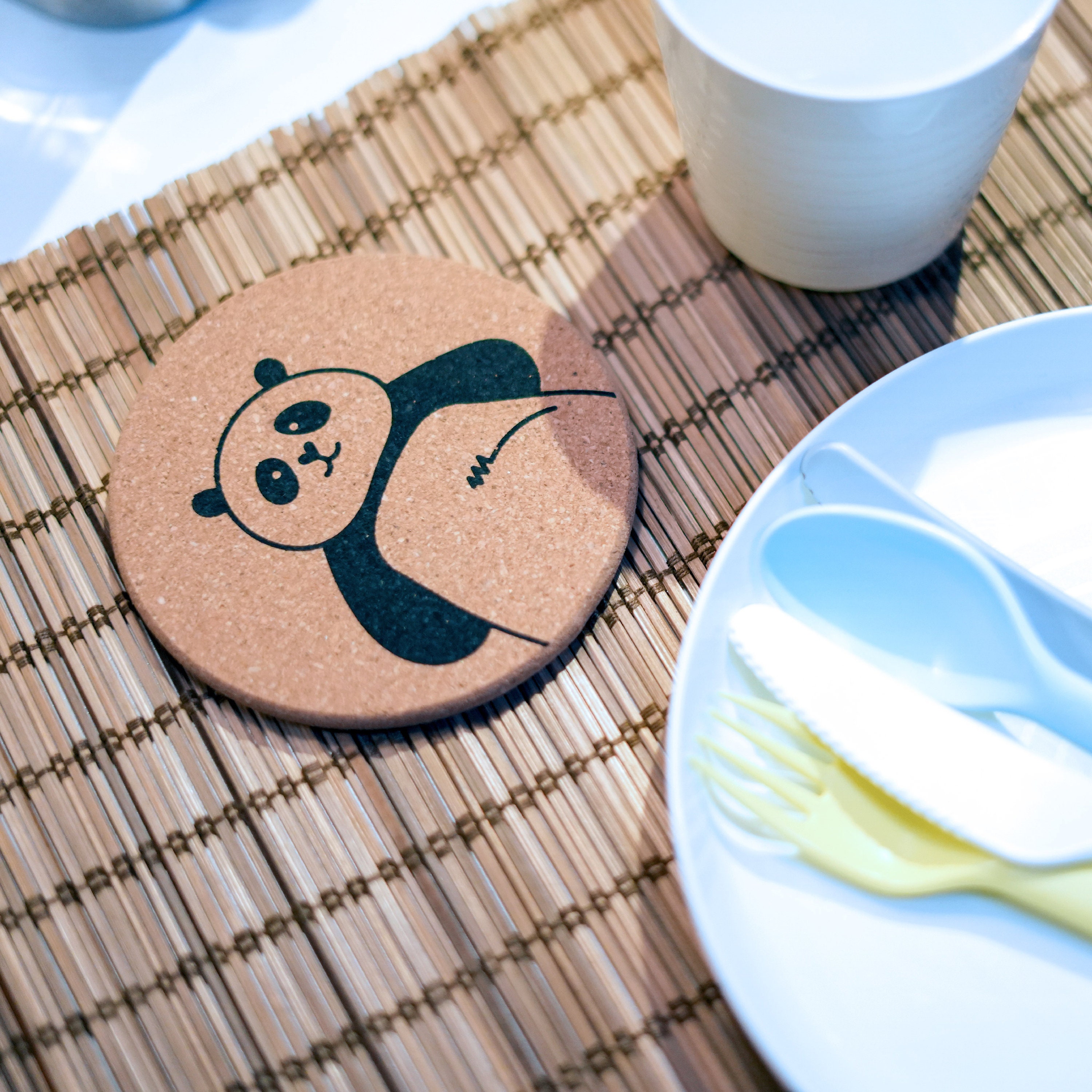 Cute Round Cork Coaster Set 