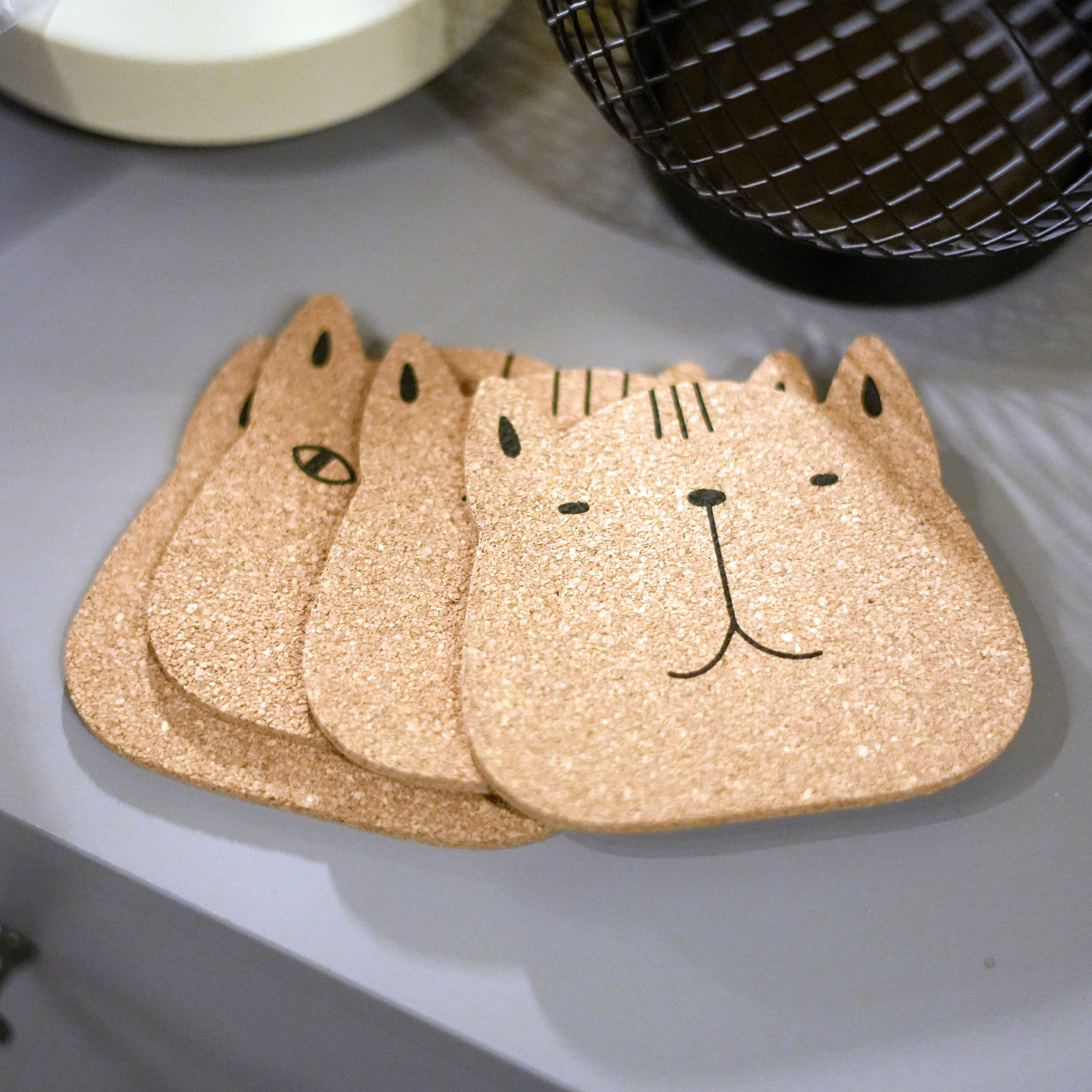 Cute Round Cork Coaster Set 