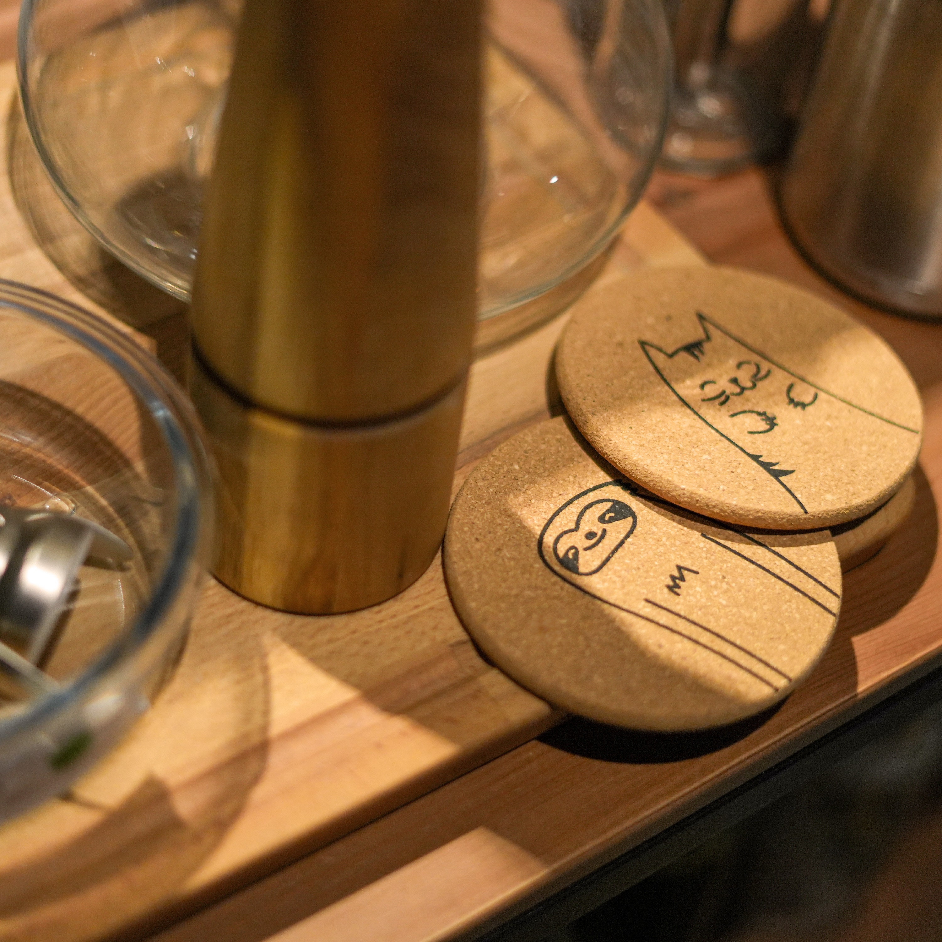 Cute Round Cork Coaster Set 