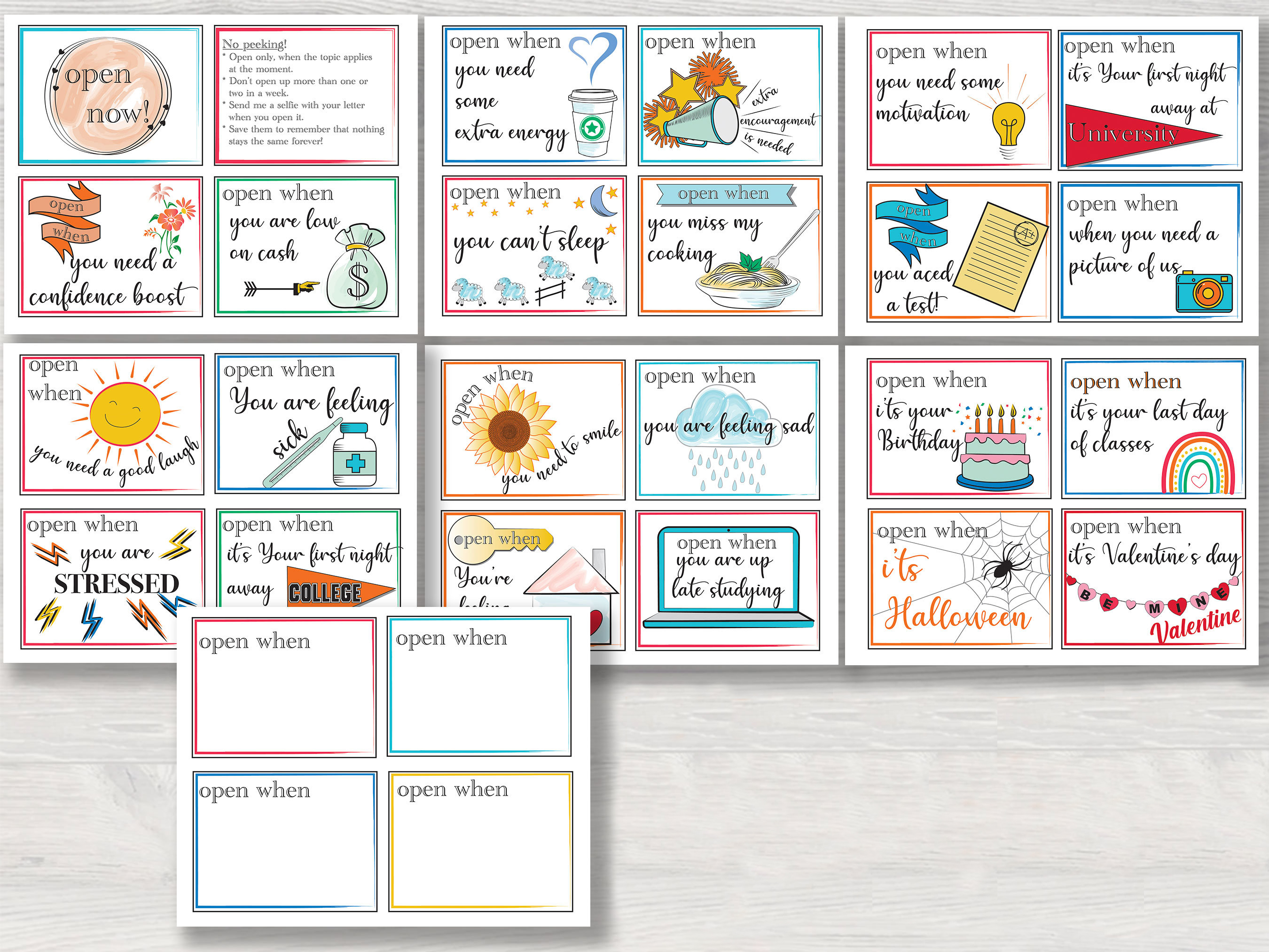 Open When Envelope Label Letters