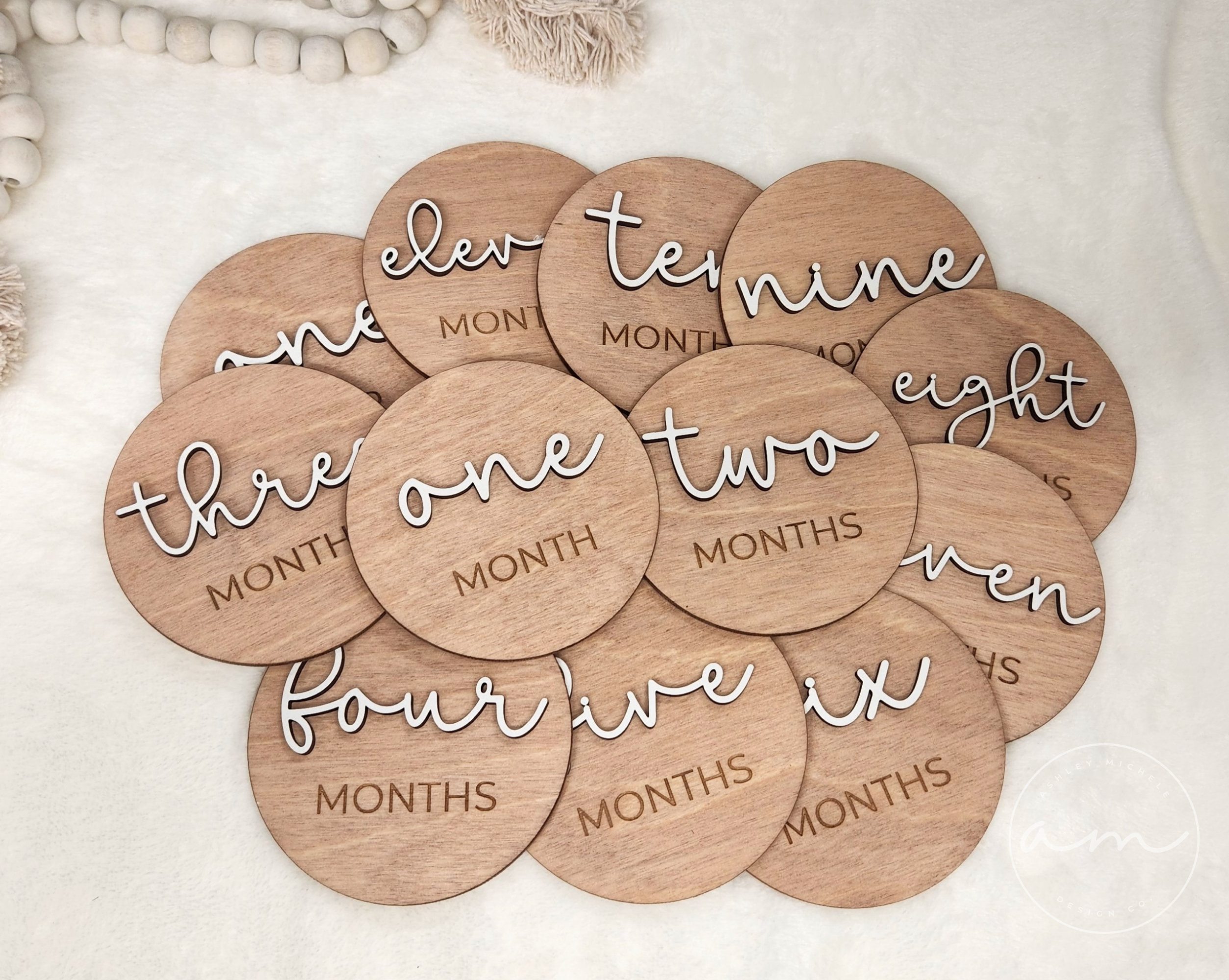 Wooden Baby Monthly Milestone Markers