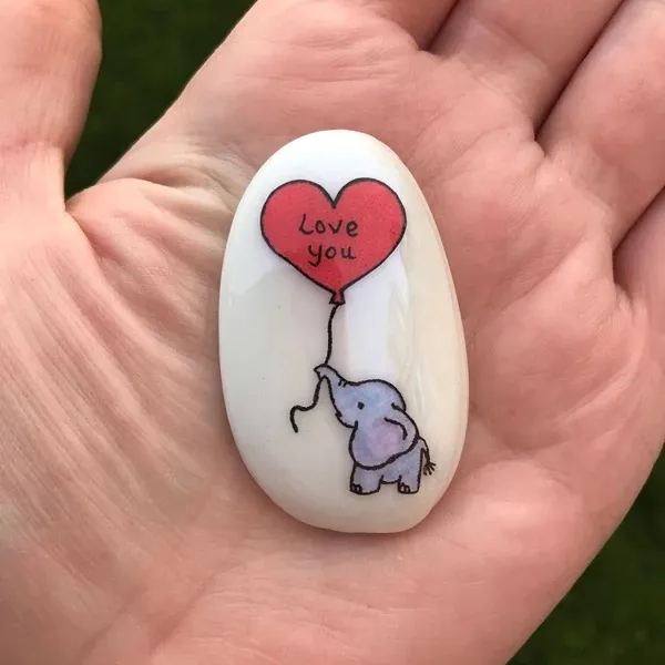Cute Lucky Charm Love You Elephant Stone