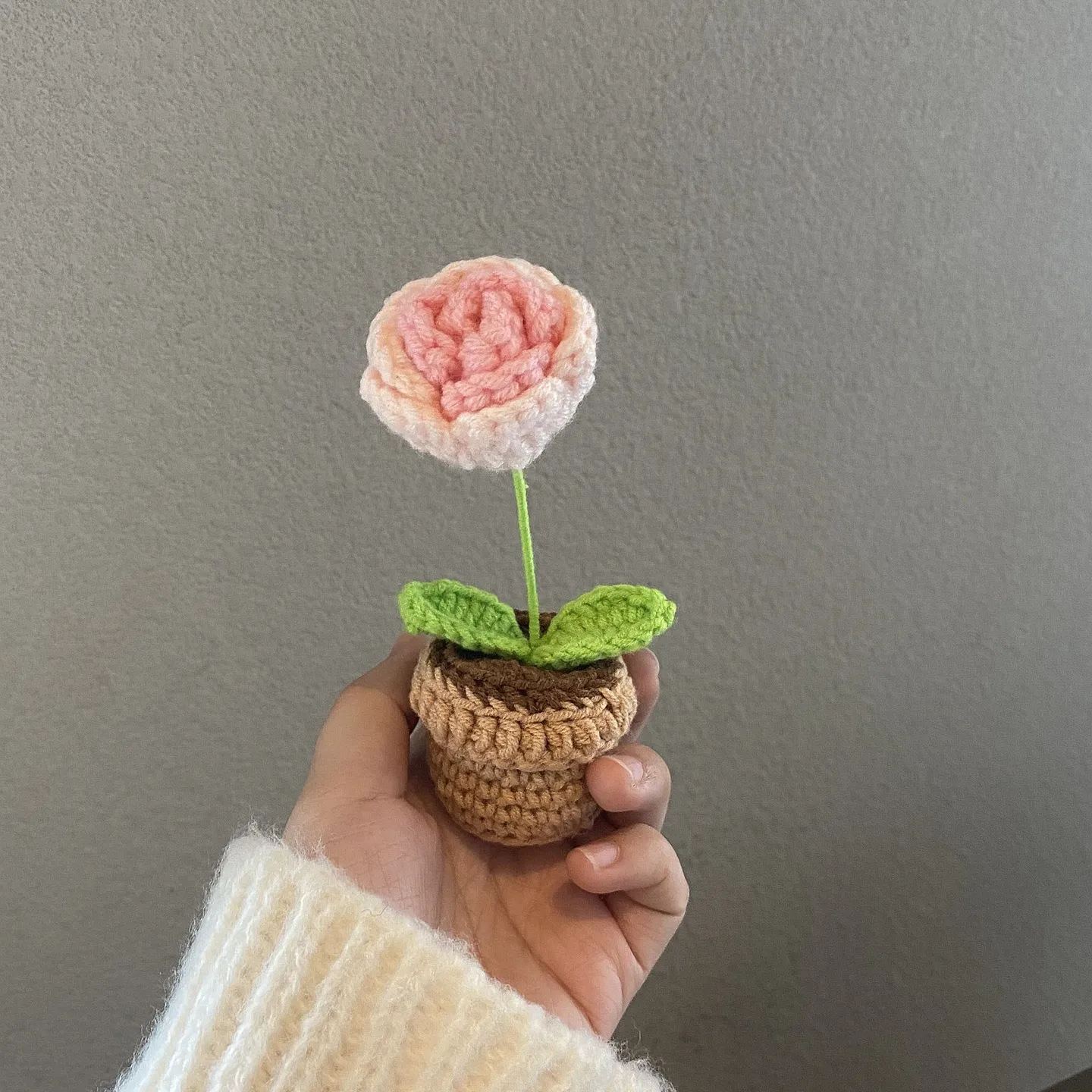 Handmade knitted flowers