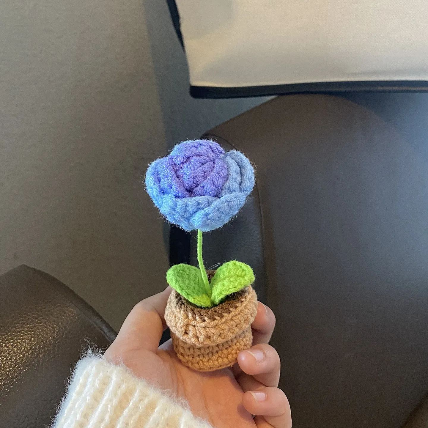 Handmade knitted flowers