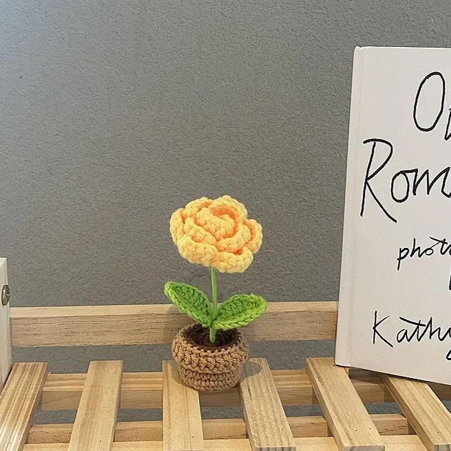 Handmade knitted flowers