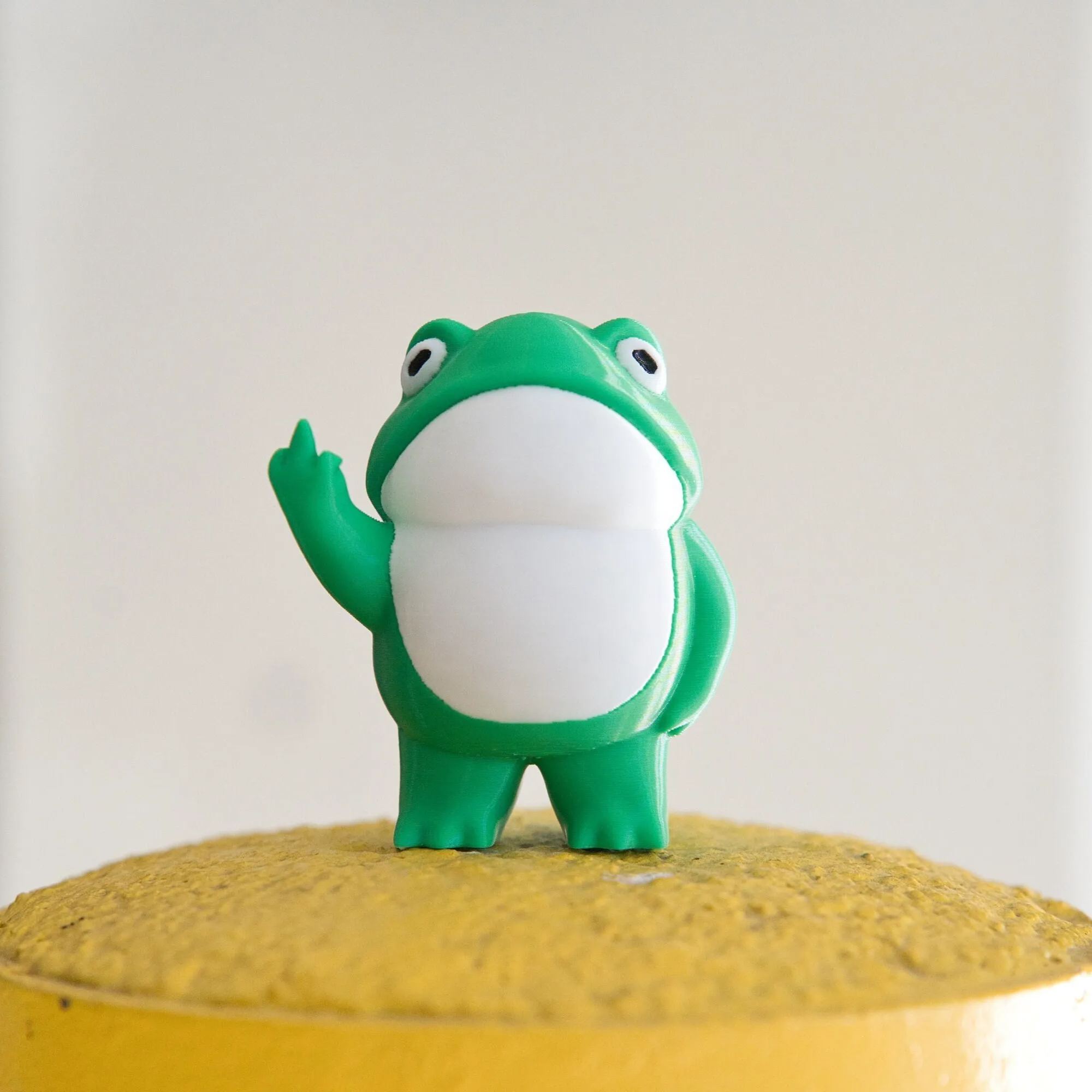 Funny Rebellious Frog Figurine with Middle Finger