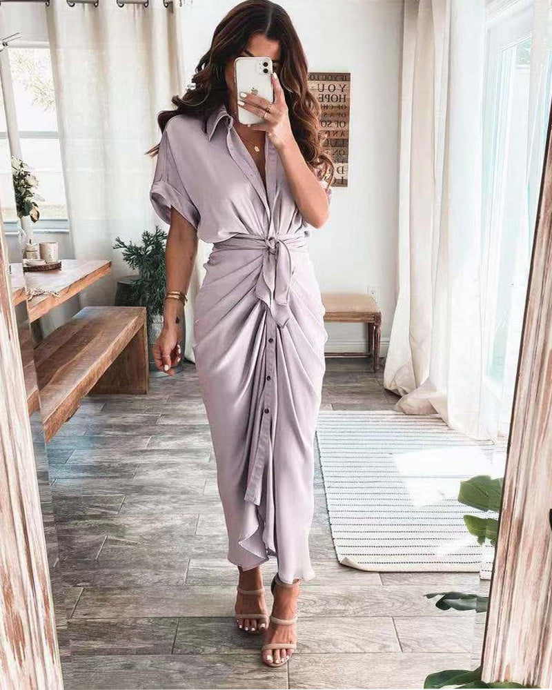 Women's Satin Shirt Dress 