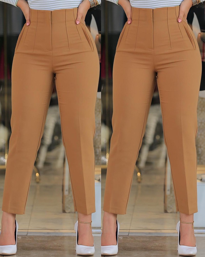 High Waist Cropped Work Pants