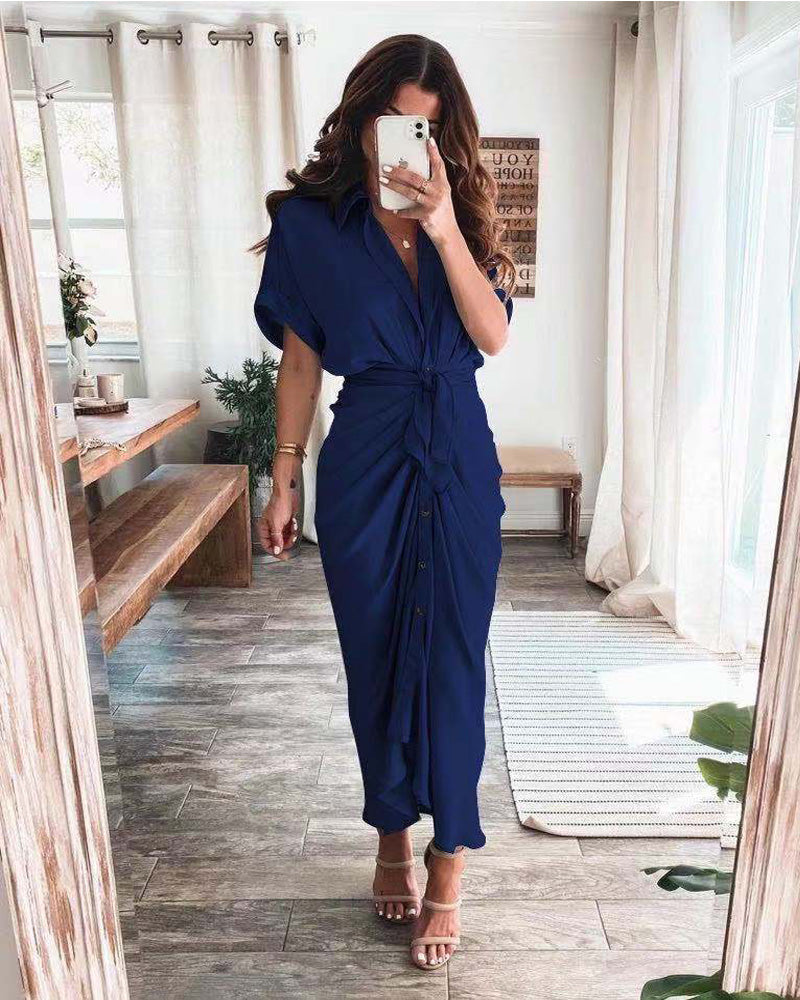 Women's Satin Shirt Dress 