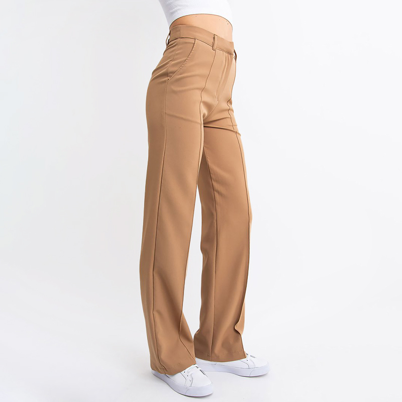 High Waisted Suit Pants With Straw Pleats 