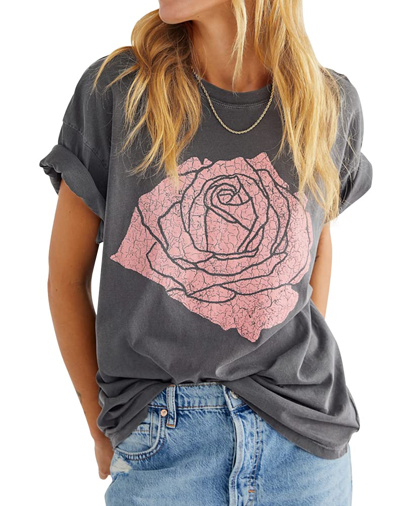 2023 Rose Print Short Sleeve T-Shirt