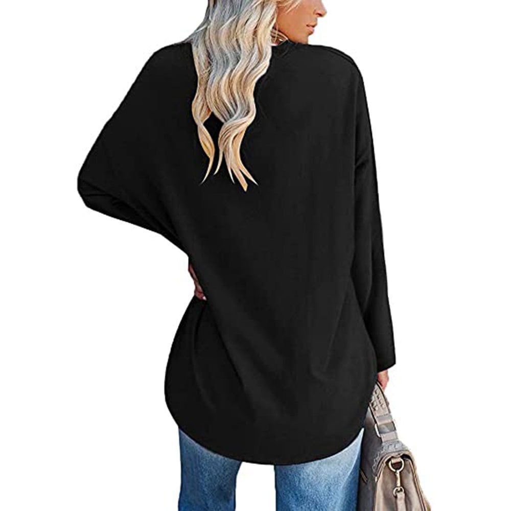 Women's Loose Long Sleeve Fashion V-neck Top