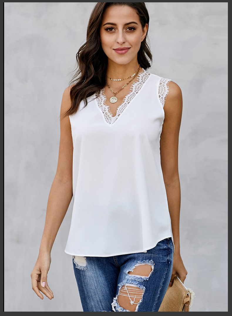 Loose Lace Sleeveless Tops Wear Inside and Outside in Summer