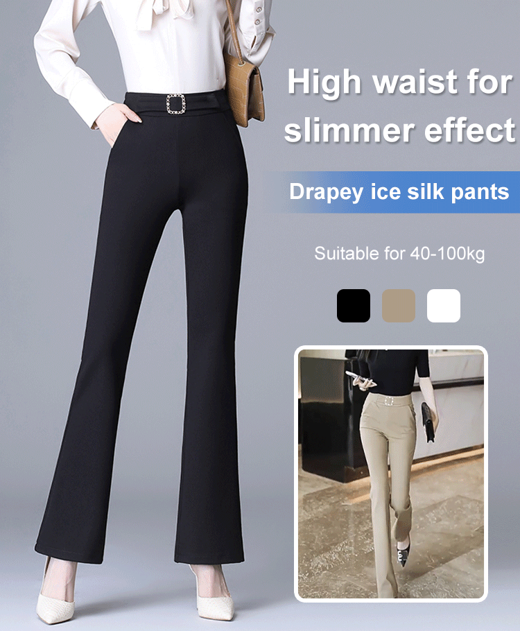 High waist drapey ice silk thin micro flare pants
