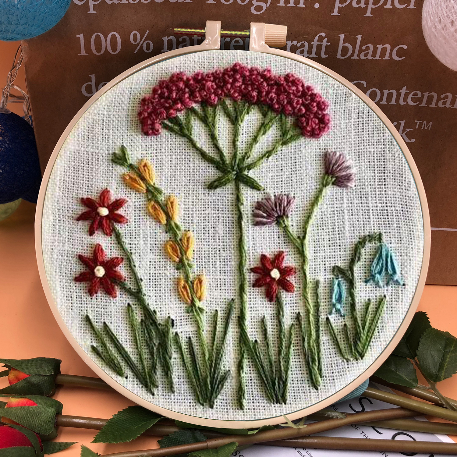 🔥Last Day 50% OFF--💐Perfect Gift - Embroidery Hoop Flower Kit for Beginner