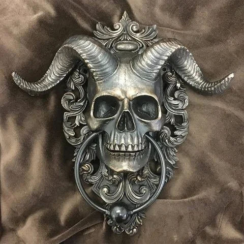 HALLOWEEN PRESALE☠️😈-Baphomet Horned God Skull Hanging Door Knocker