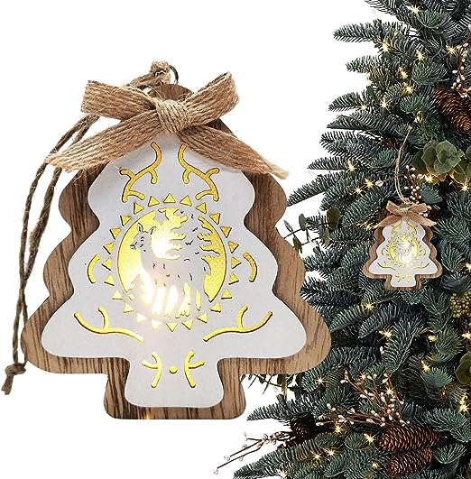 🎅CHRISTMAS SALE 49% OFF--🌟LED Light Wooden Hanging Ornaments