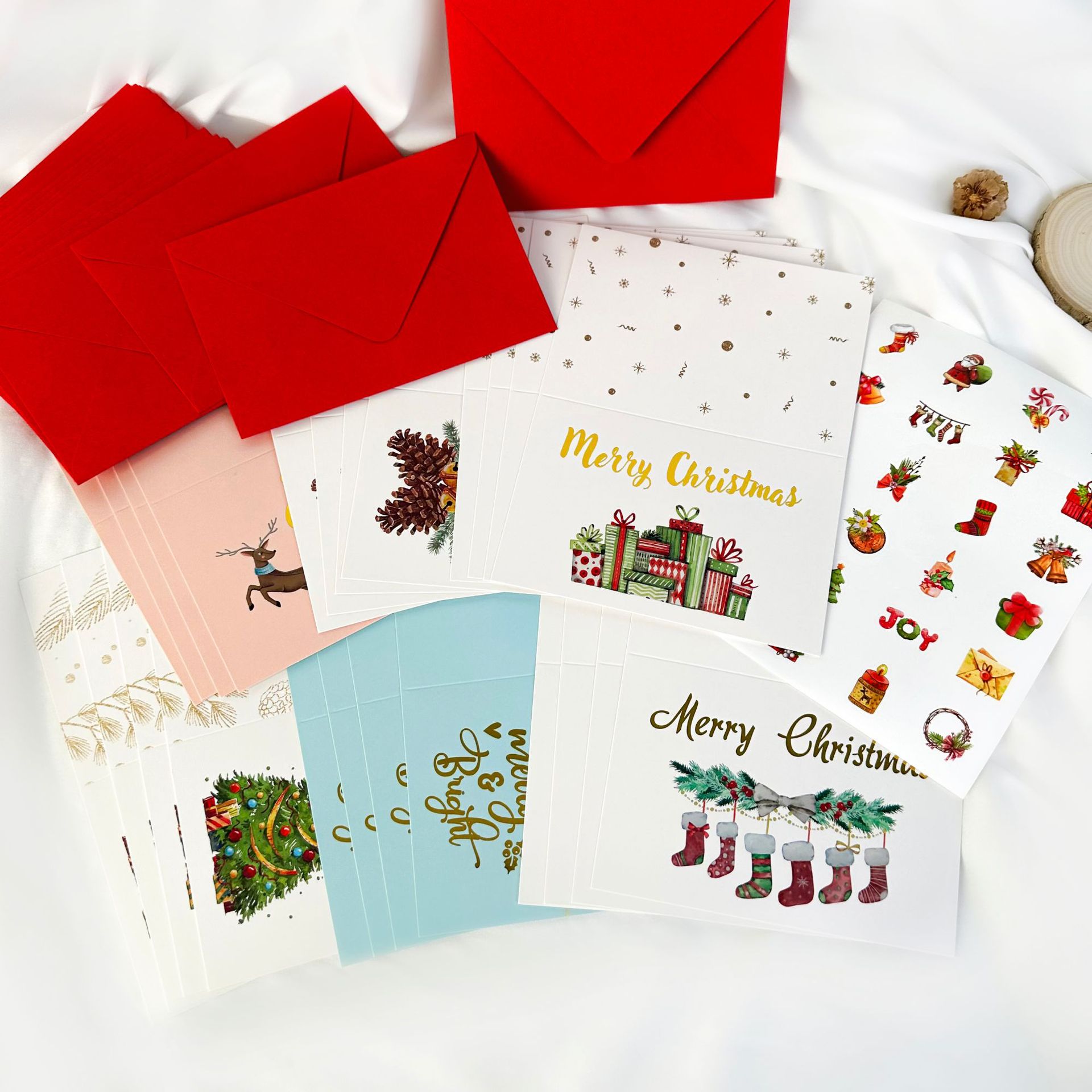 Foil Stamped Christmas Card Set （24pcs）