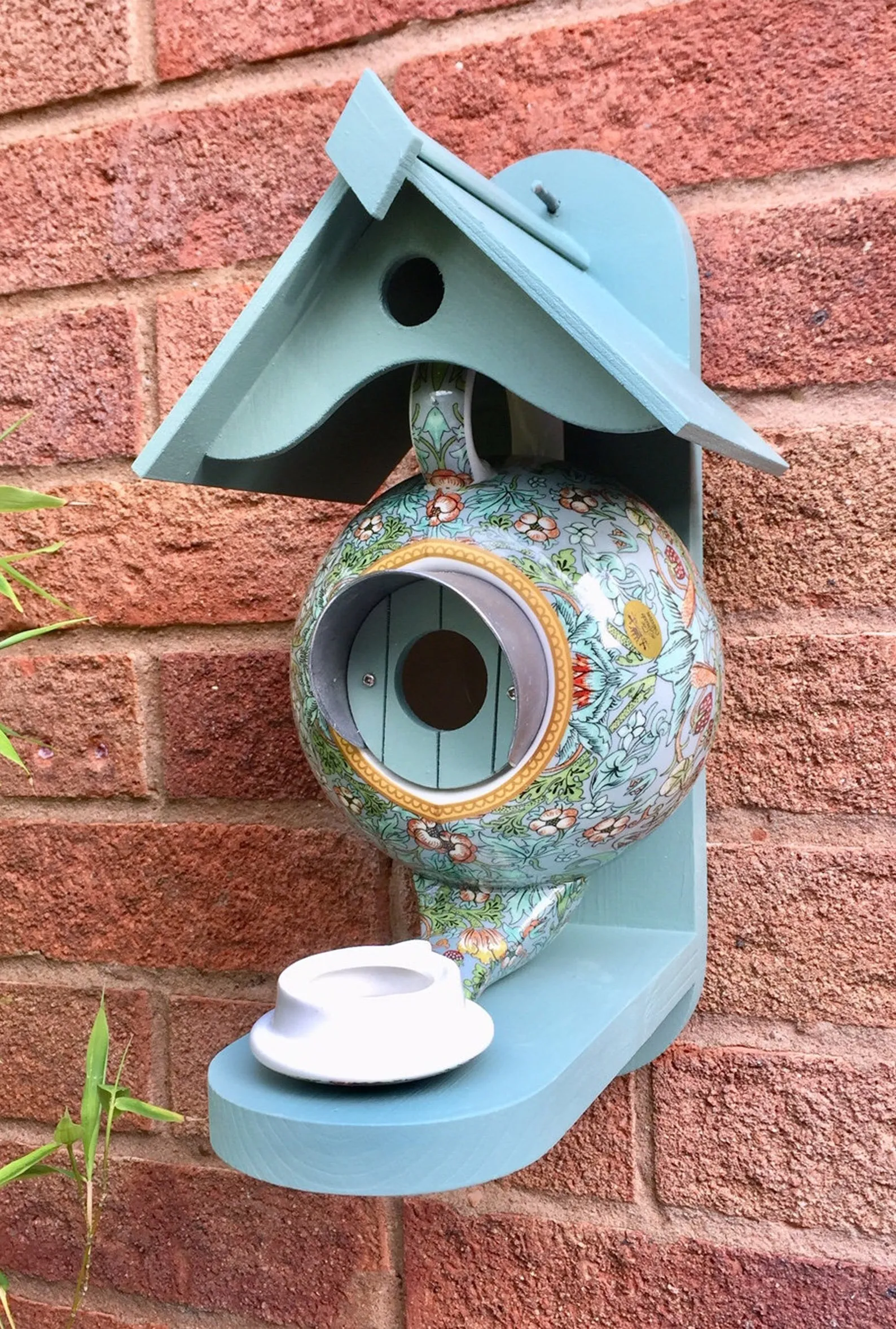 🦜2023 NEW SALE 49% OFF--TEAL TEAPOT BIRD HOUSE AND FEEDER🦅