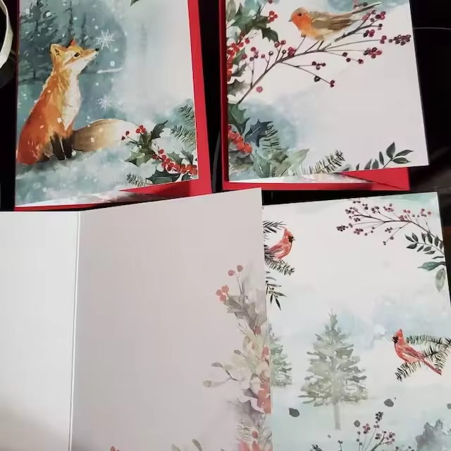 Winter Woodland Animals Christmas Cards (12 Pcs)