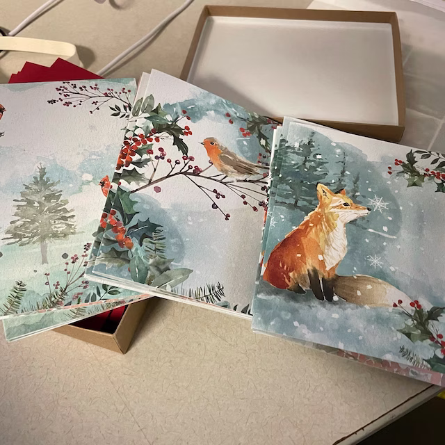 Winter Woodland Animals Christmas Cards (12 Pcs)