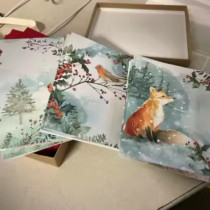 Winter Woodland Animals Christmas Cards (12 Pcs)