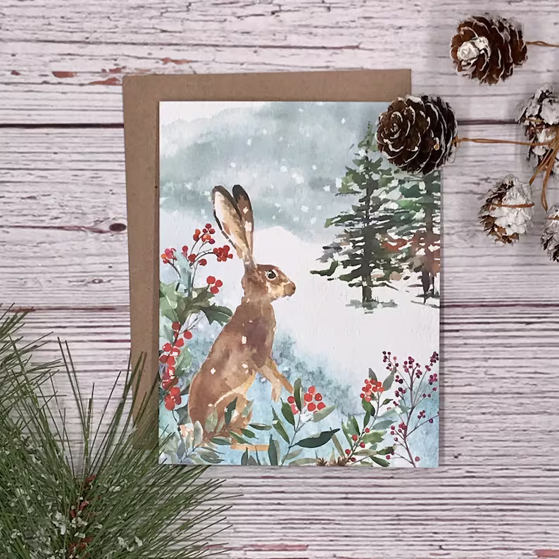 Winter Woodland Animals Christmas Cards (12 Pcs)