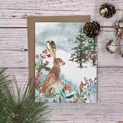 Winter Woodland Animals Christmas Cards (12 Pcs)