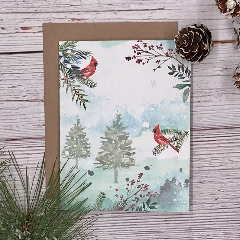 Winter Woodland Animals Christmas Cards (12 Pcs)