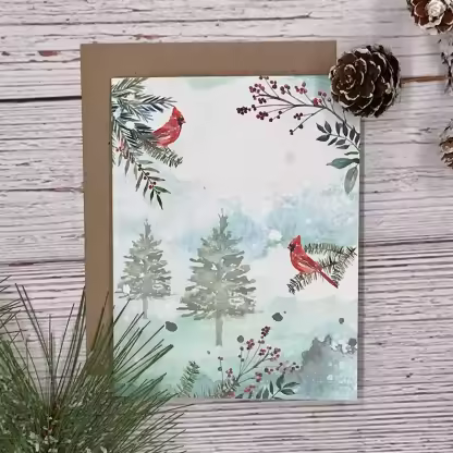 Winter Woodland Animals Christmas Cards (12 Pcs)
